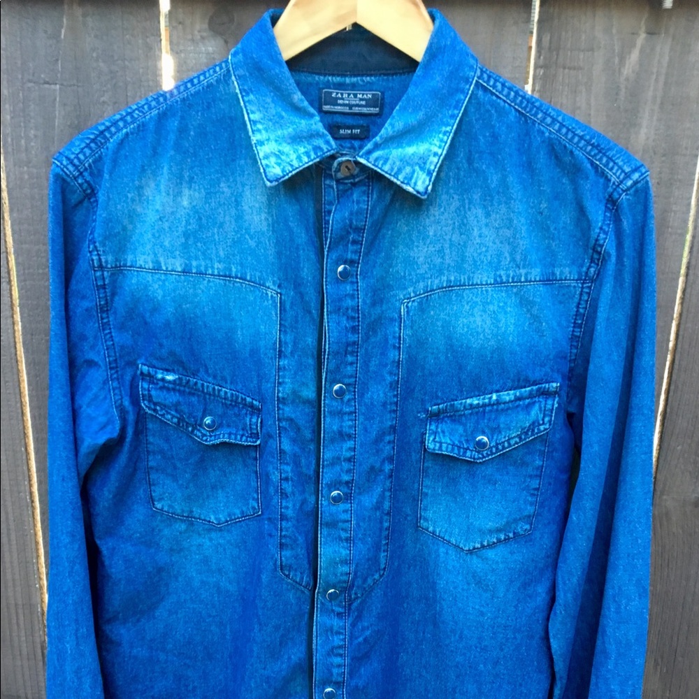 Men’s Zara denim button up shirt